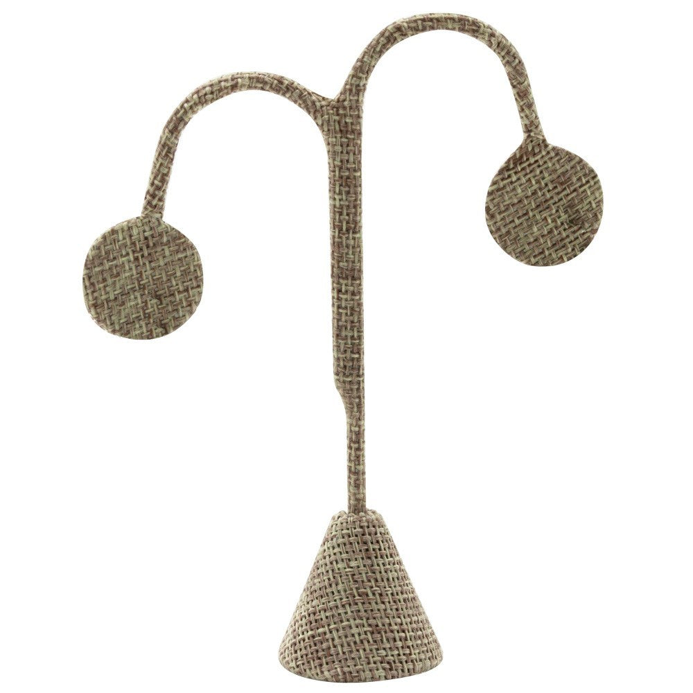 Brown Burlap Jewelry Earring Tree Display Stand, 4-3/4" Tall