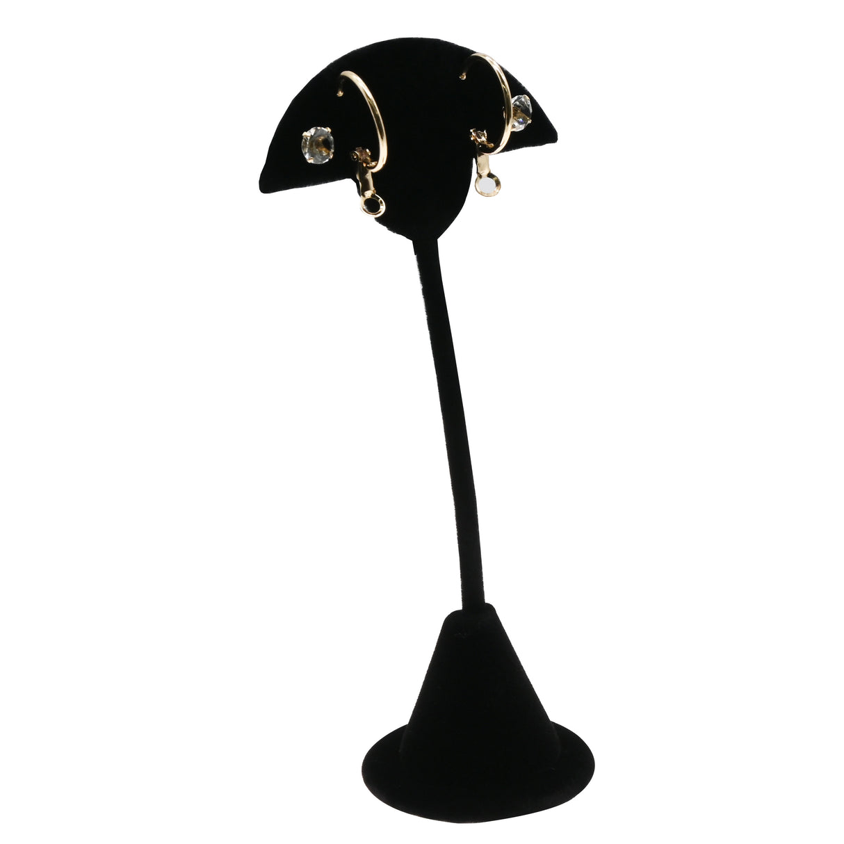Black Velvet Fan Earring Display Stand - Holds 2 Pairs, 5-7/8"H