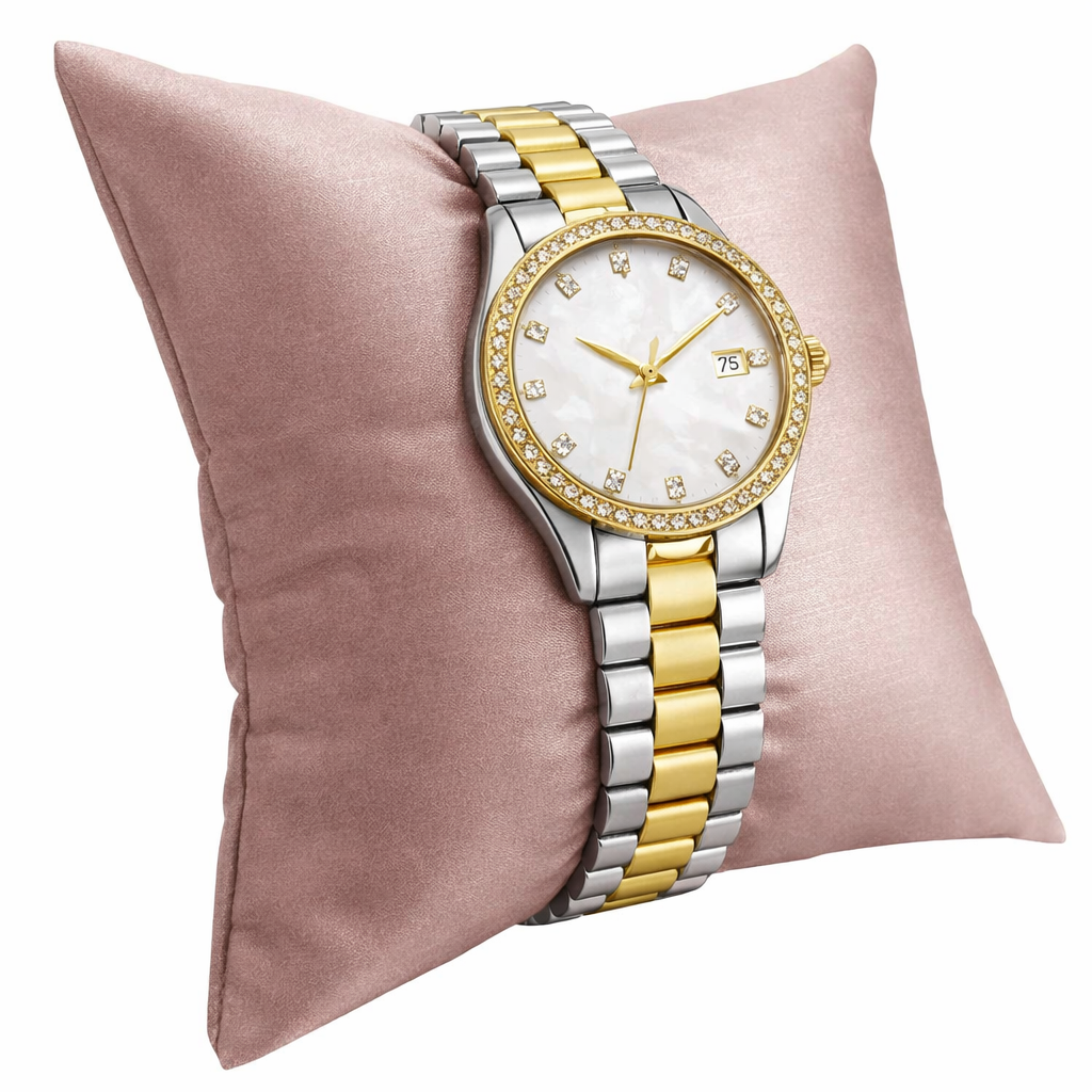 Champagne Pink Leatherette Jewelry Bracelet / Watch Pillow