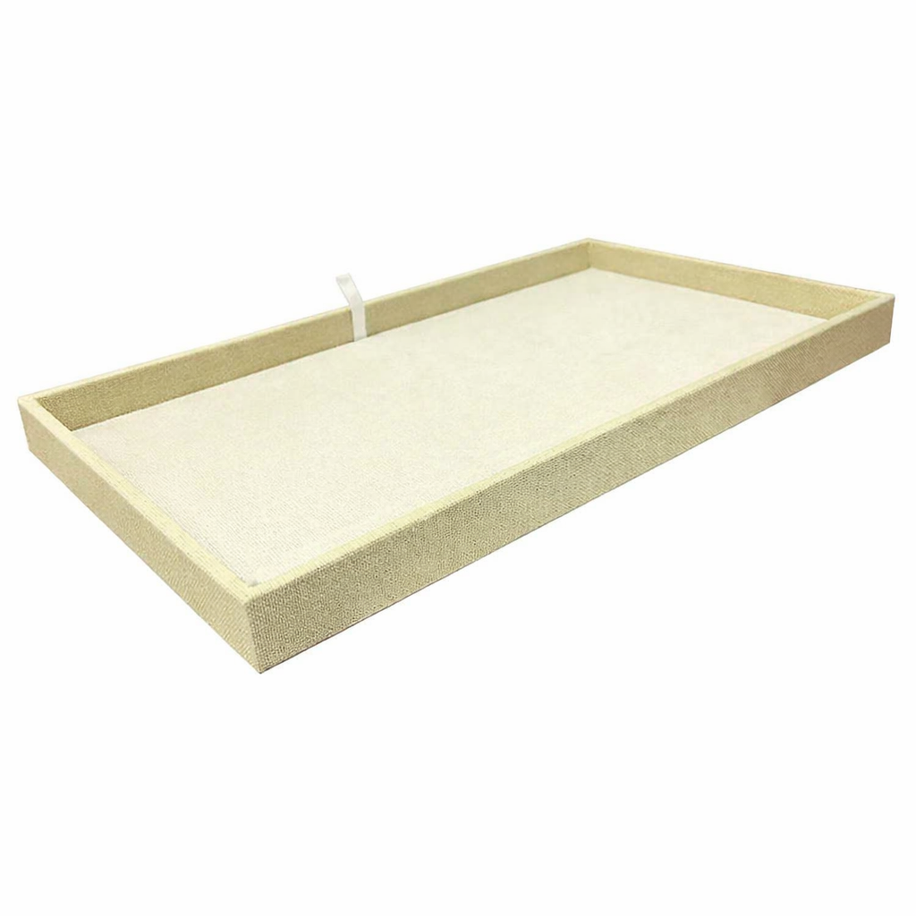 Tan Linen Full Size Jewelry Display Tray 1" Tall
