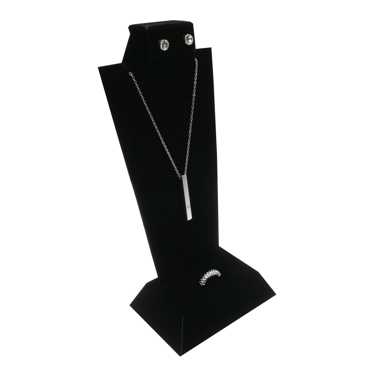 Black Velvet Jewelry Ring, Earring, and Necklace Display Stand