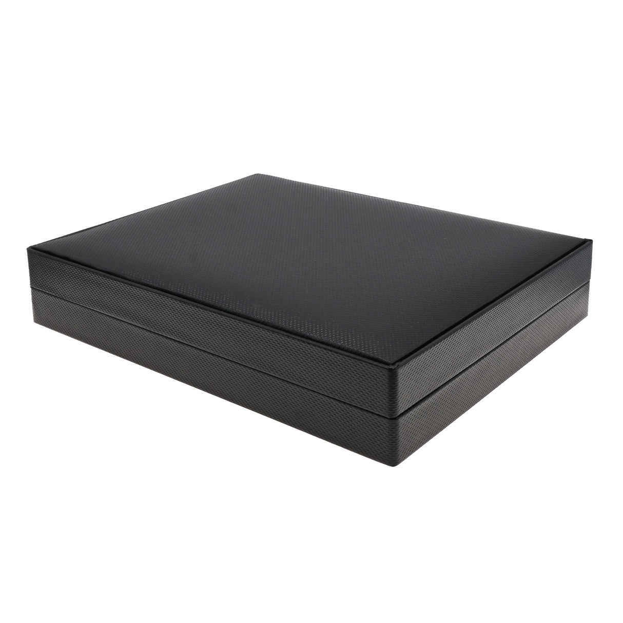 Premium Textured Black Leatherette Jewelry Necklace Box