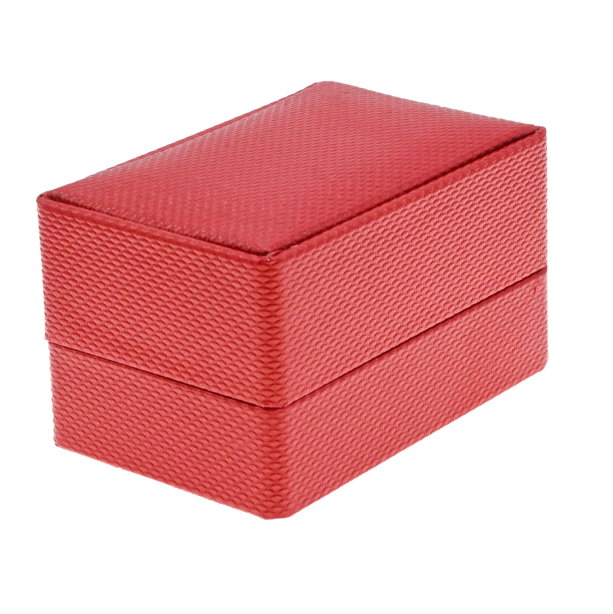 Premium Red Textured Leatherette Dual Jewelry Ring Box