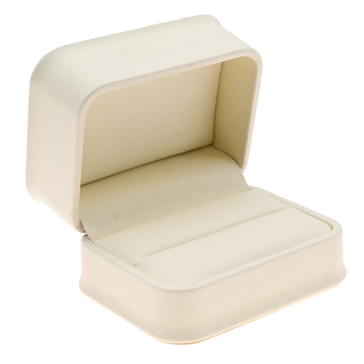Cream Leatherette Dual Ring Jewelry Packaging Boxes