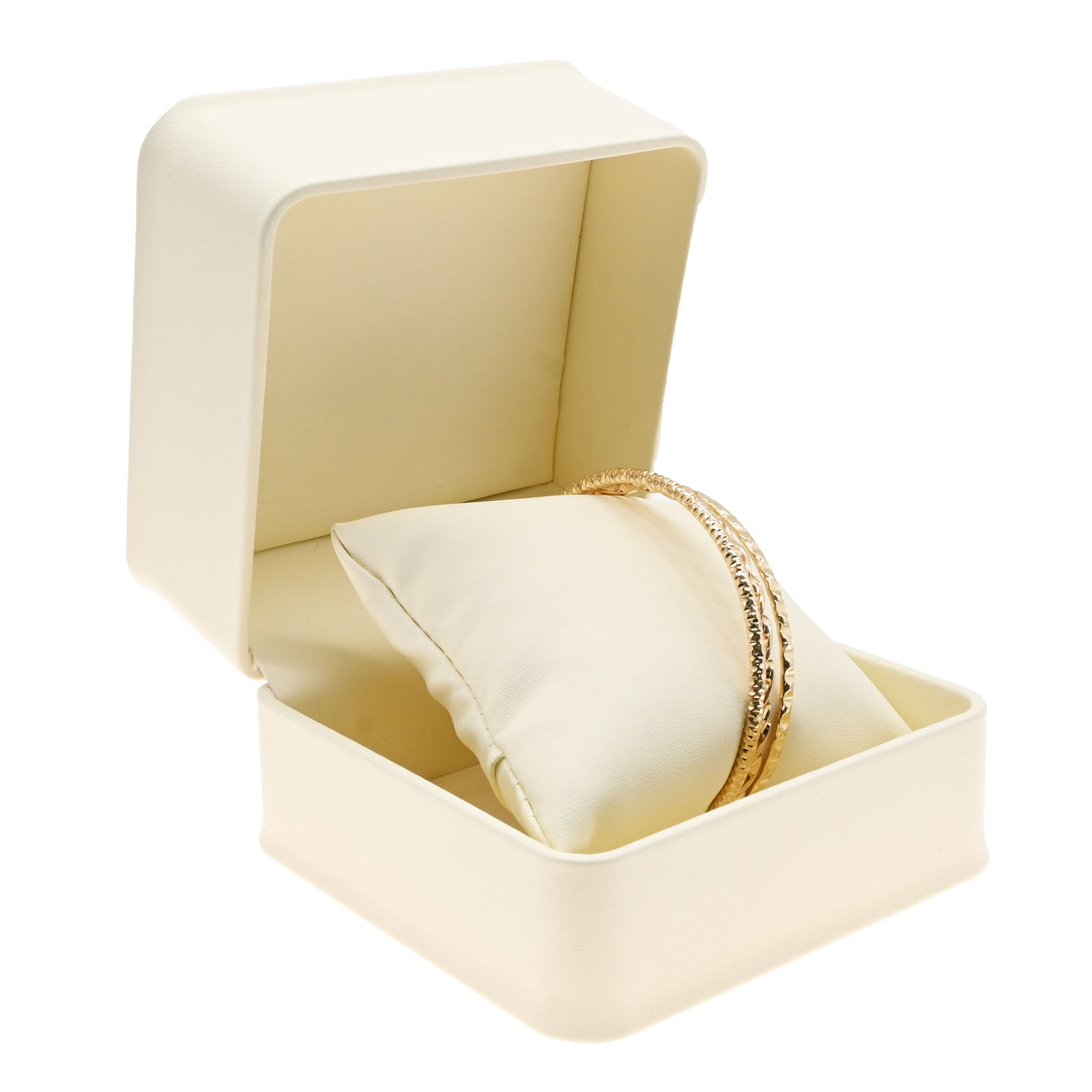 Cream Leatherette Jewelry Watch / Bracelet Pillow Boxes