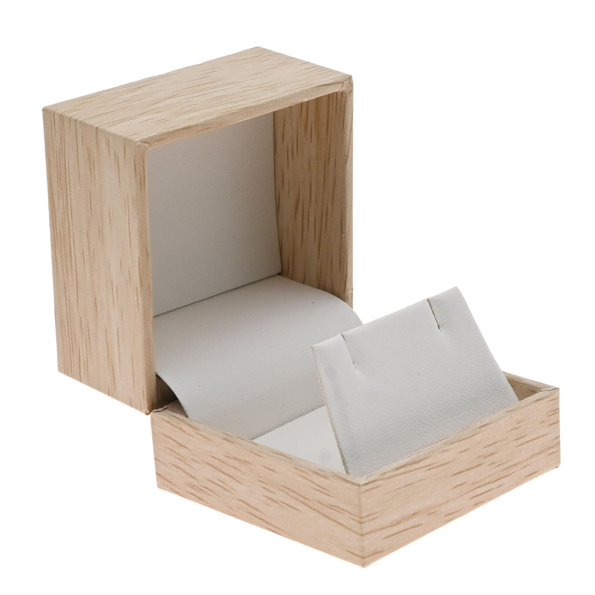 Tan Burlap and Faux Natural Wood Jewelry Earring Boxes