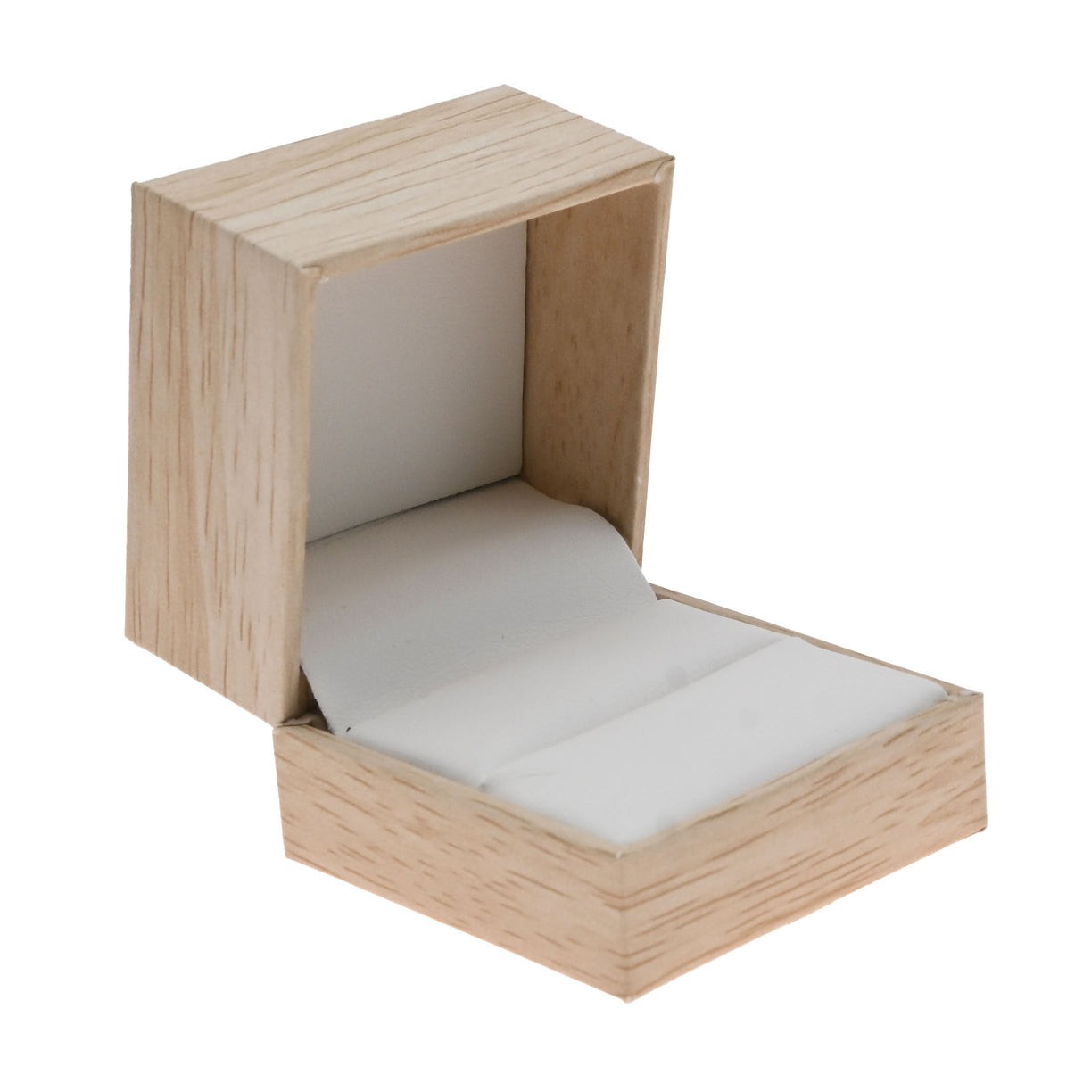 Tan Burlap Faux Natural Wood Jewelry Ring Boxes