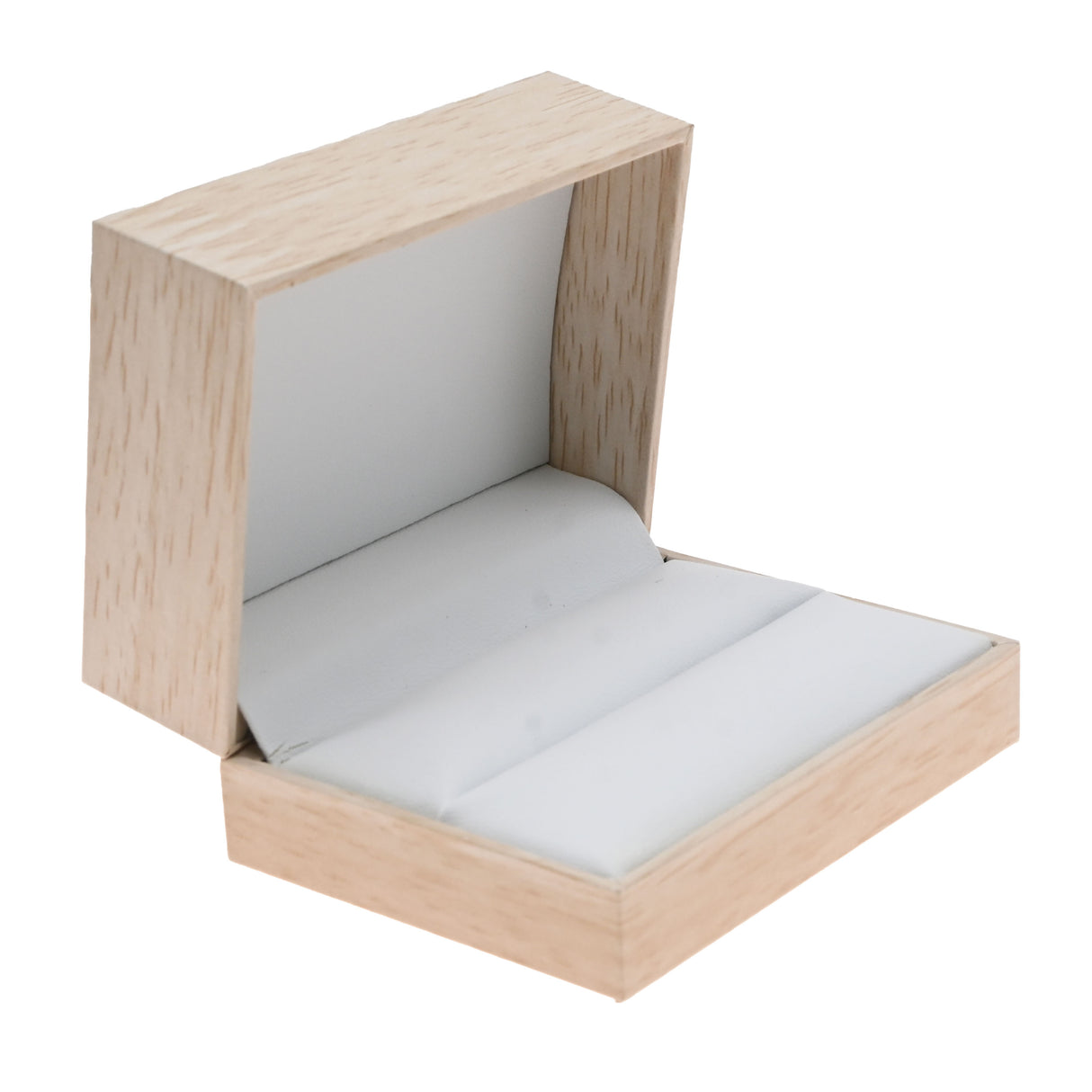Tan Burlap and Faux Natural Wood Dual Jewelry Ring Boxes