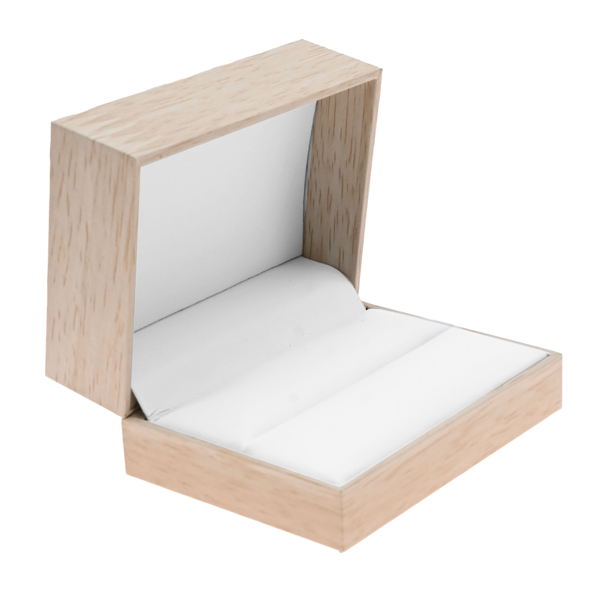 Tan Burlap and Faux Natural Wood Dual Jewelry Ring Boxes