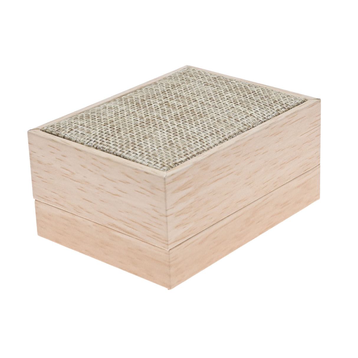 Tan Burlap and Faux Natural Wood Dual Jewelry Ring Boxes