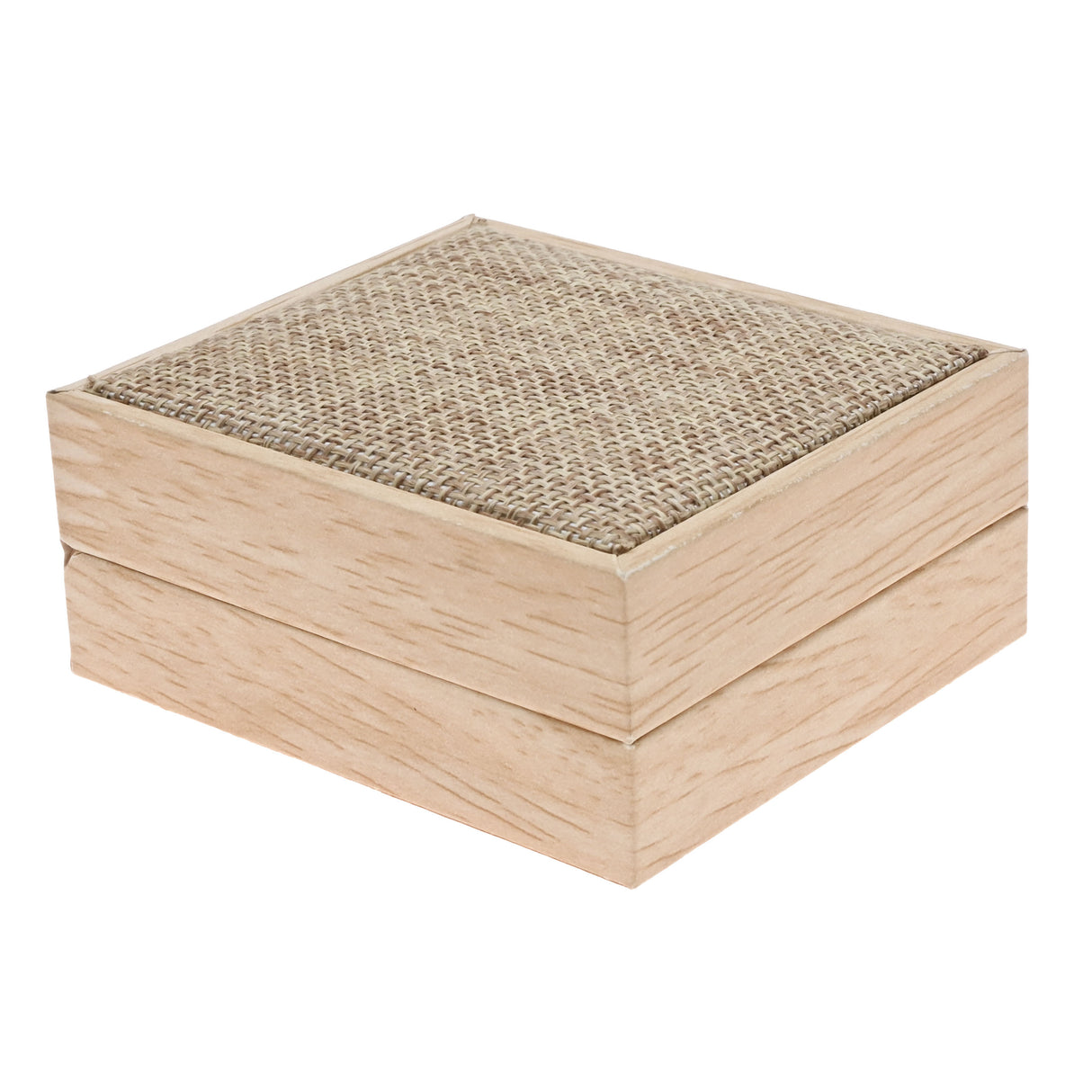 Tan Burlap and Faux Natural Wood Earring / Pendant Boxes