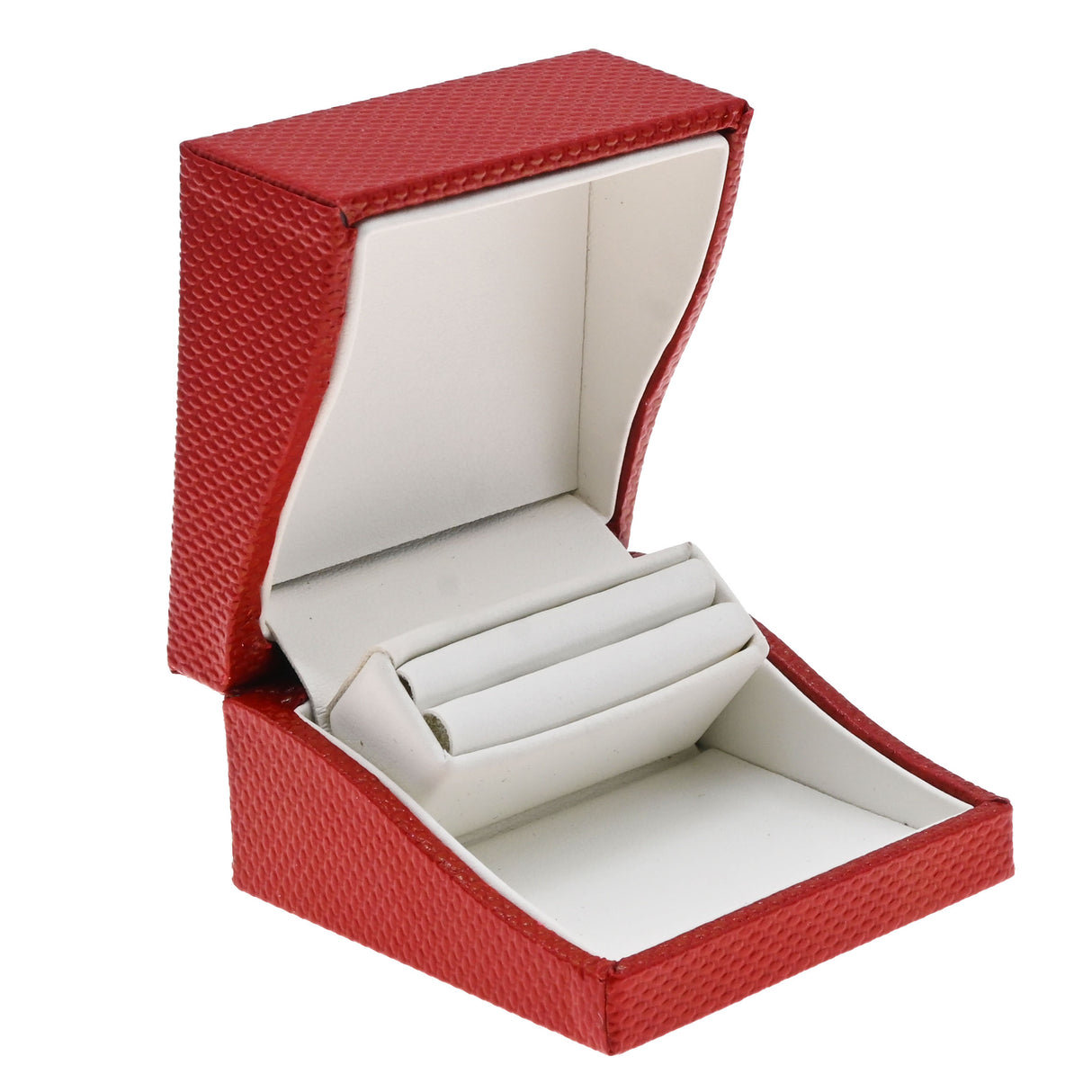 Premium Textured Red Leatherette Single Ring Engagement Jewelry Box