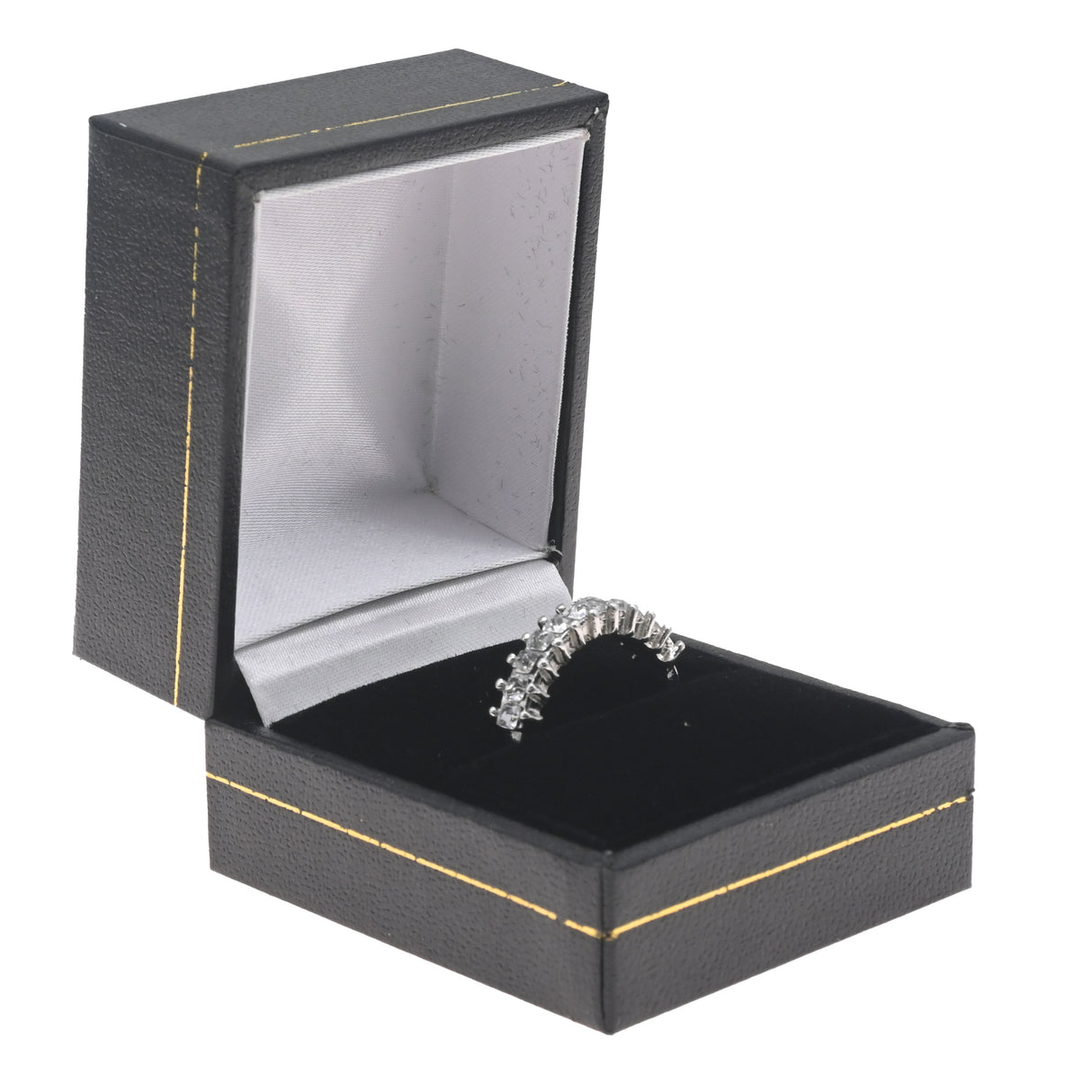 Black Leatherette Ring Box with Gold Trim - Pack of 24