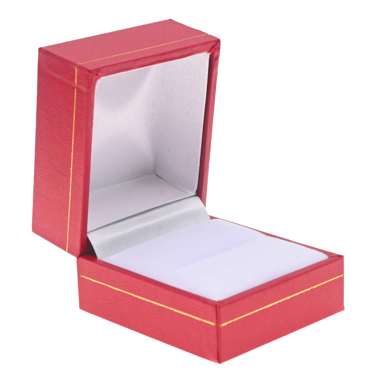 Red Leatherette, Gold Trim Jewelry Ring Box
