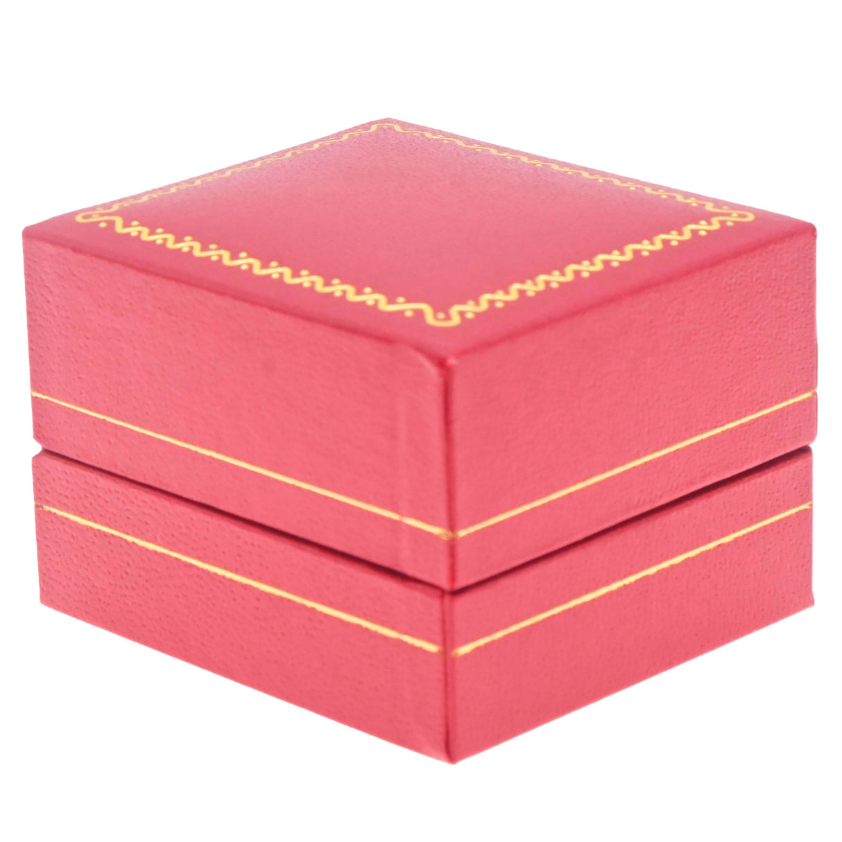 Red Leatherette, Gold Trim Jewelry Ring Box