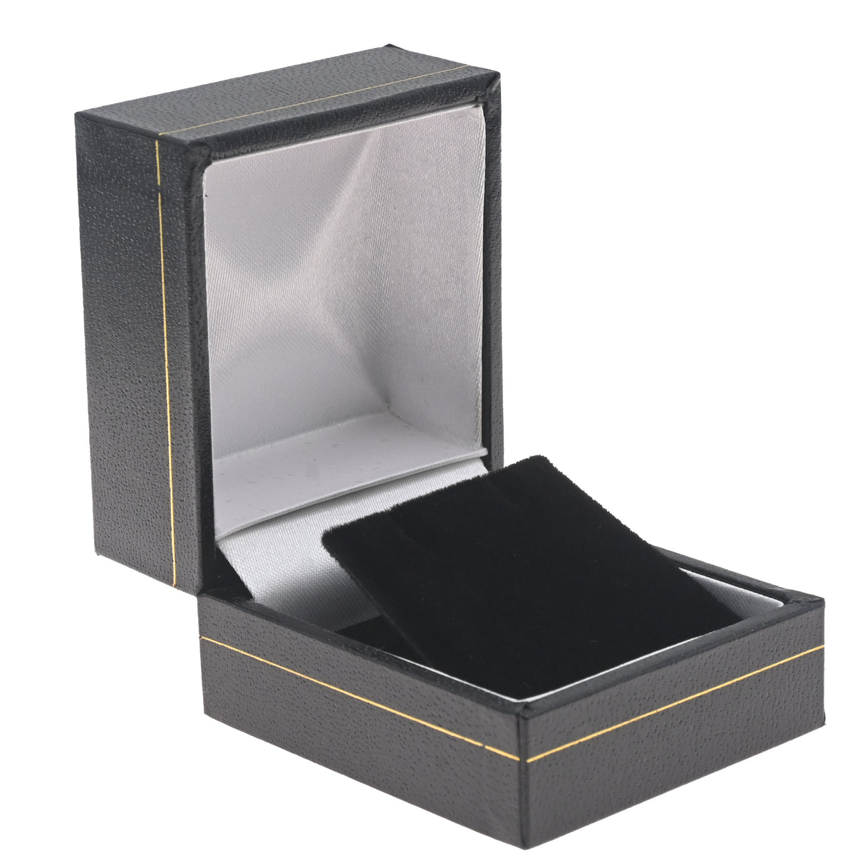 Black Leatherette Earring Box with Gold Trim - Pack of 24