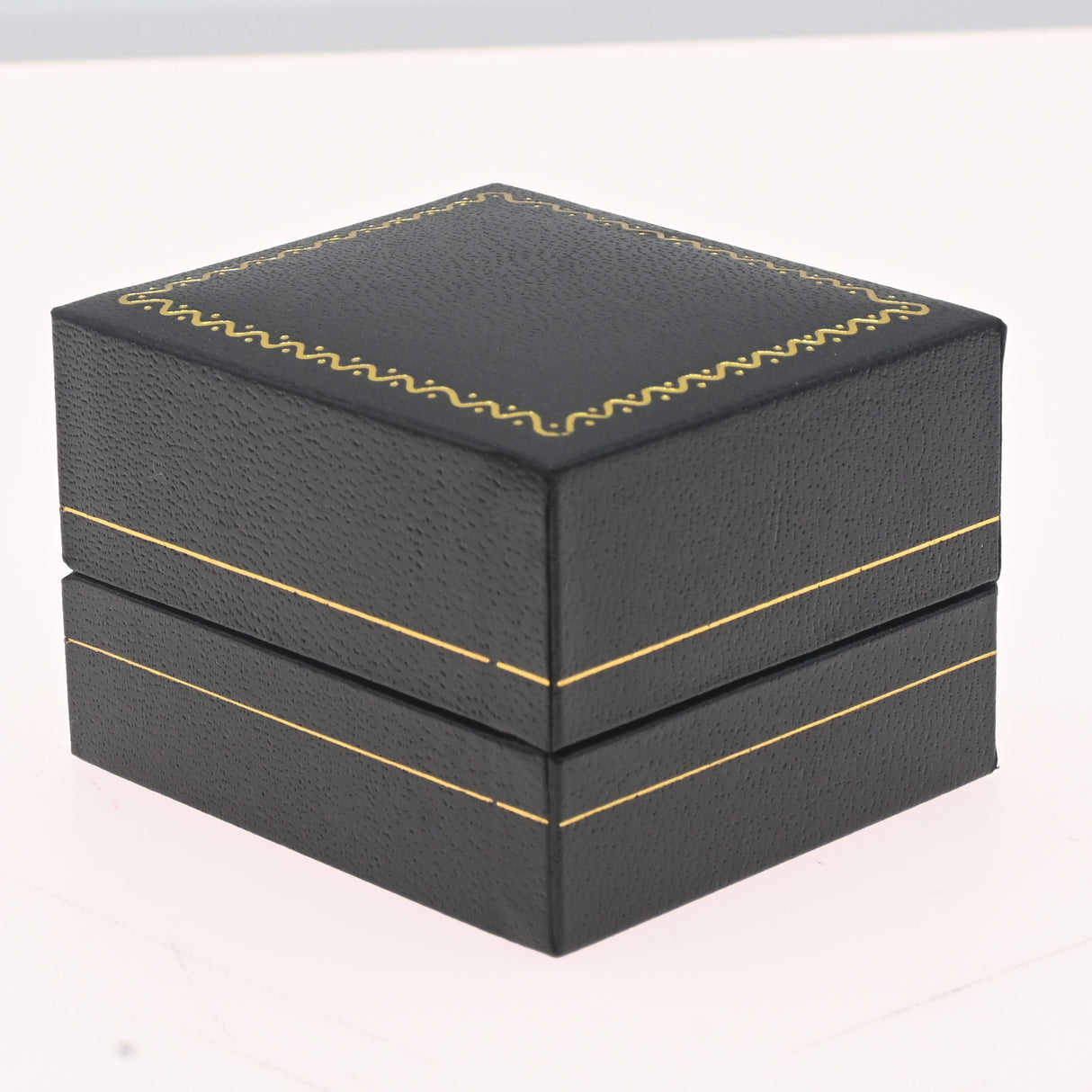Black Leatherette Earring Box with Gold Trim - Pack of 24