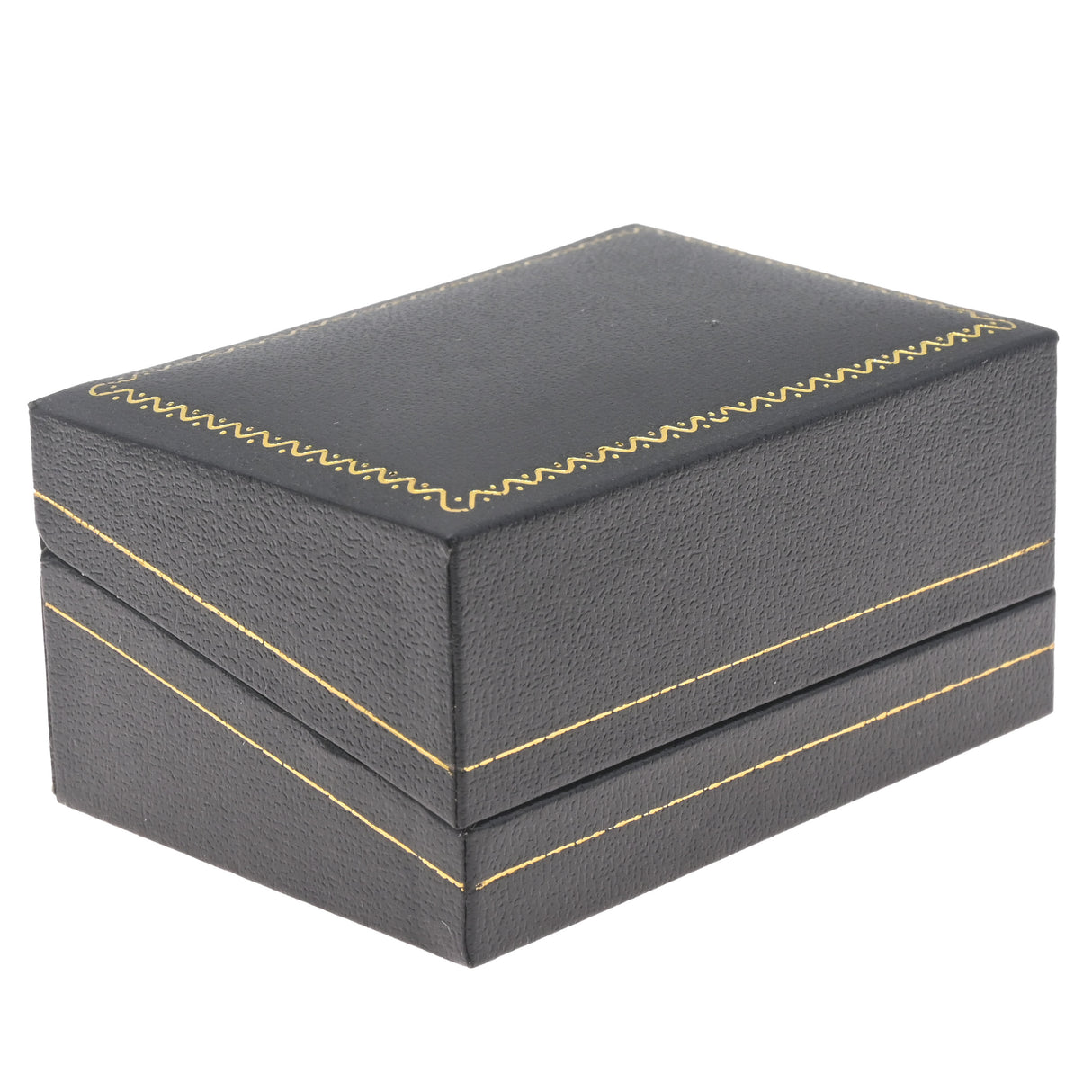 Black Leatherette Dual Ring Box with Gold Trim - Pack of 24