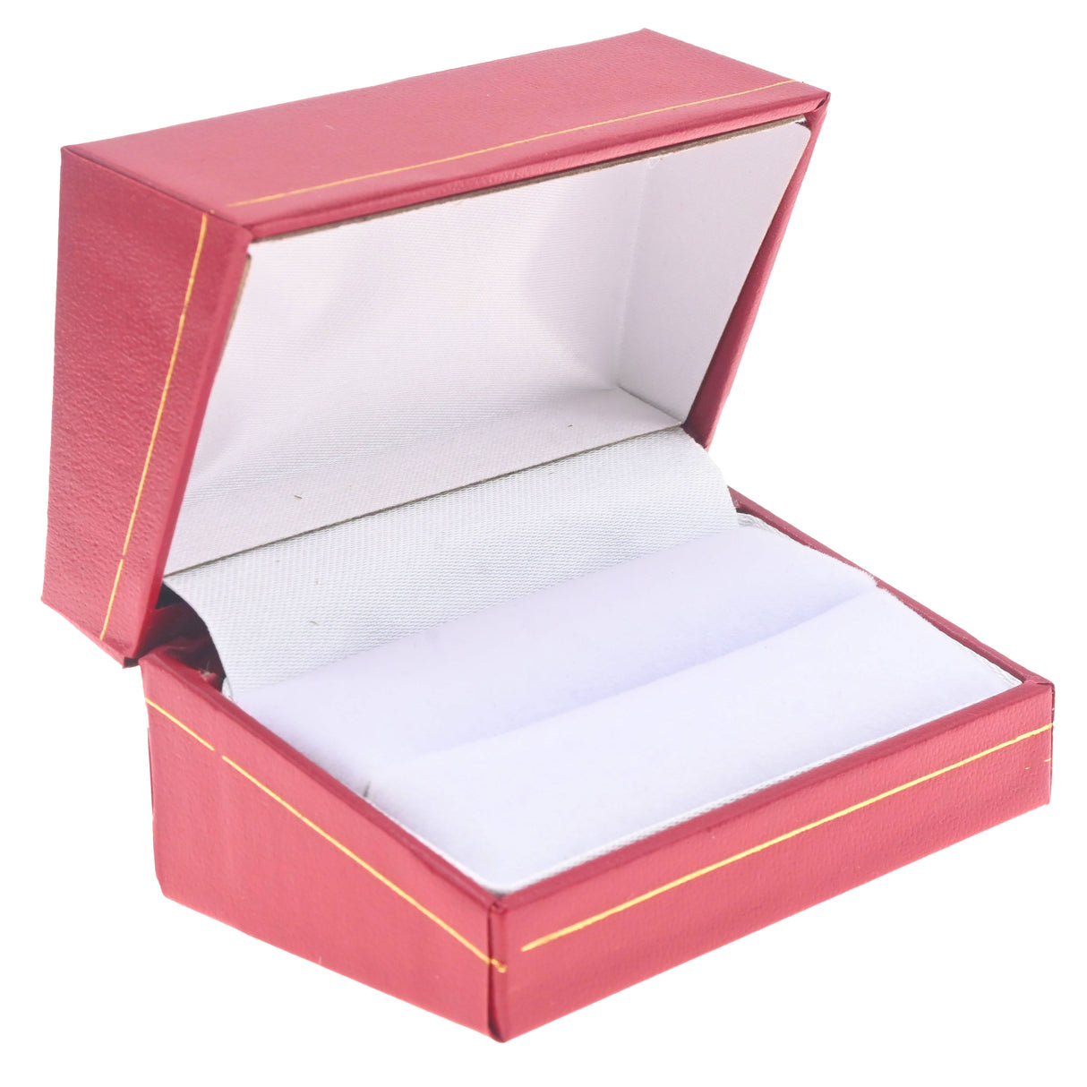 Red Leatherette, Gold Trim, Dual Jewelry Ring Box