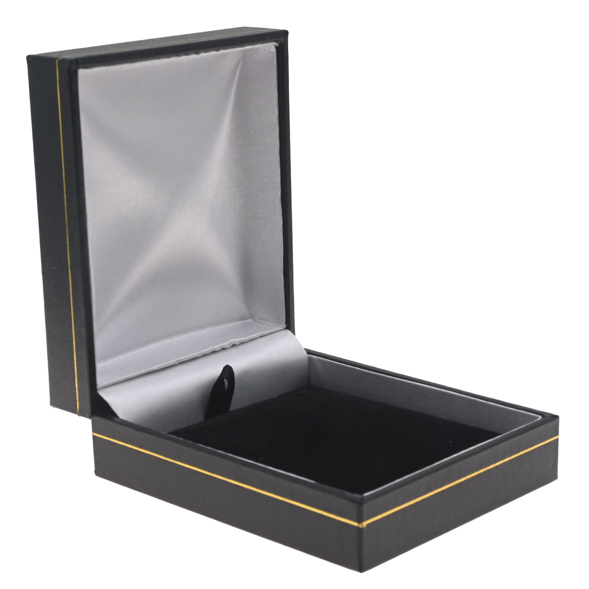 Black Leatherette Pendant Box with Gold Trim - Pack of 24