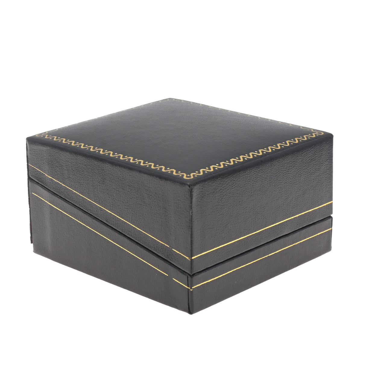 Black Leatherette T-Insert Earring Box with Gold Trim - Pack of 24