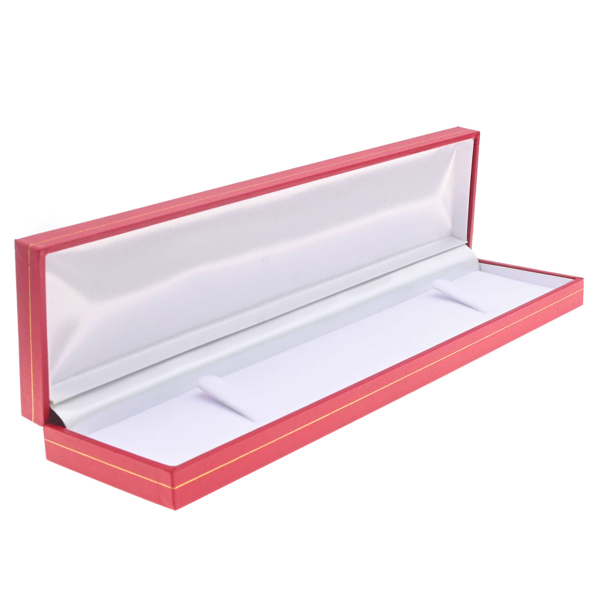 Red Leatherette Gold Trimmed Jewelry Bracelet Boxes