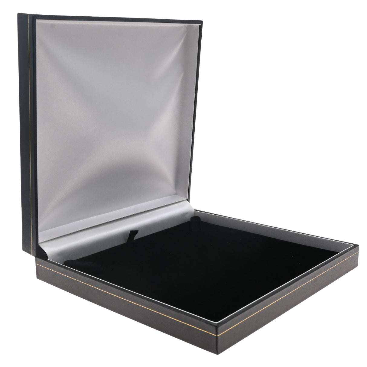 Black Leatherette Necklace Box with Gold Trim - Pack of 12