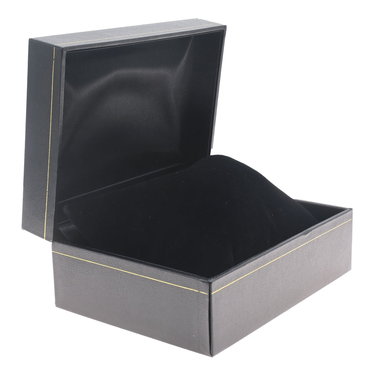 Black Leatherette Watch Pillow Box with Gold Trim - Pack of 6