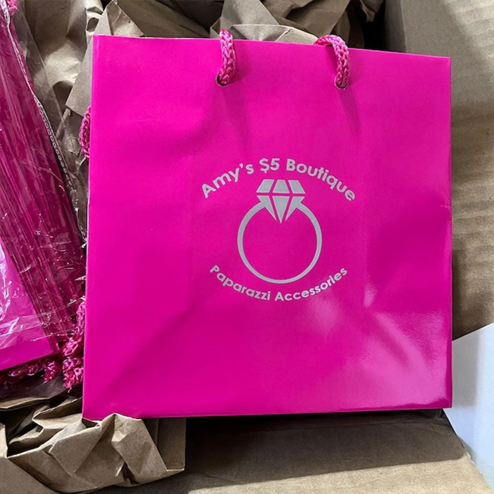 Glossy Hot Pink Euro Tote Gift Shopping Bags, 6-1/2" x 3-1/2" x 6-1/2"