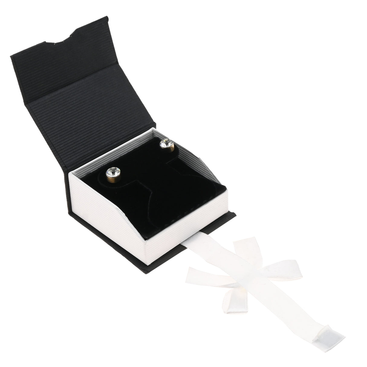 Black & White Magnetic Ribbon Paper Earring or Pendant Gift Boxes
