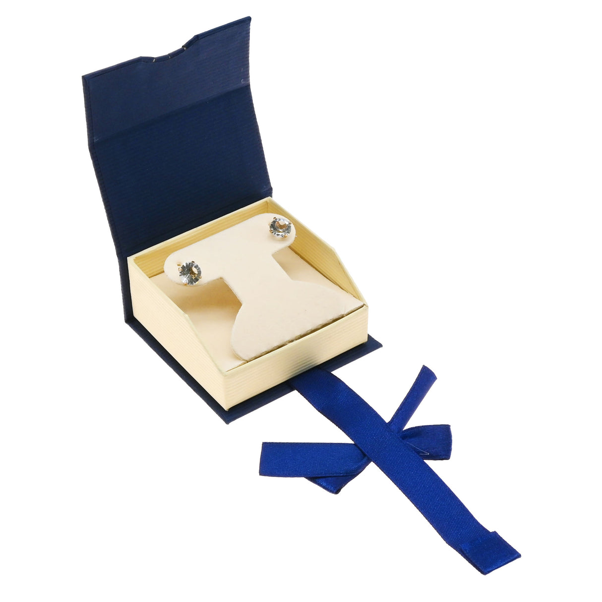 Blue & Cream Magnetic Ribbon Paper Earring or Pendant Gift Boxes