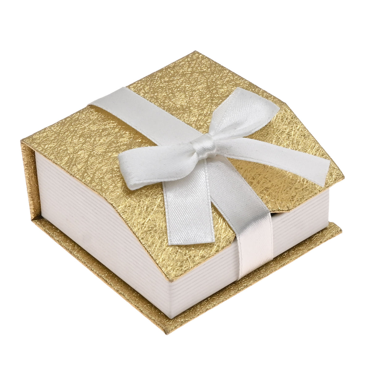 Gold & White Magnetic Ribbon Paper Earring or Pendant Gift Boxes