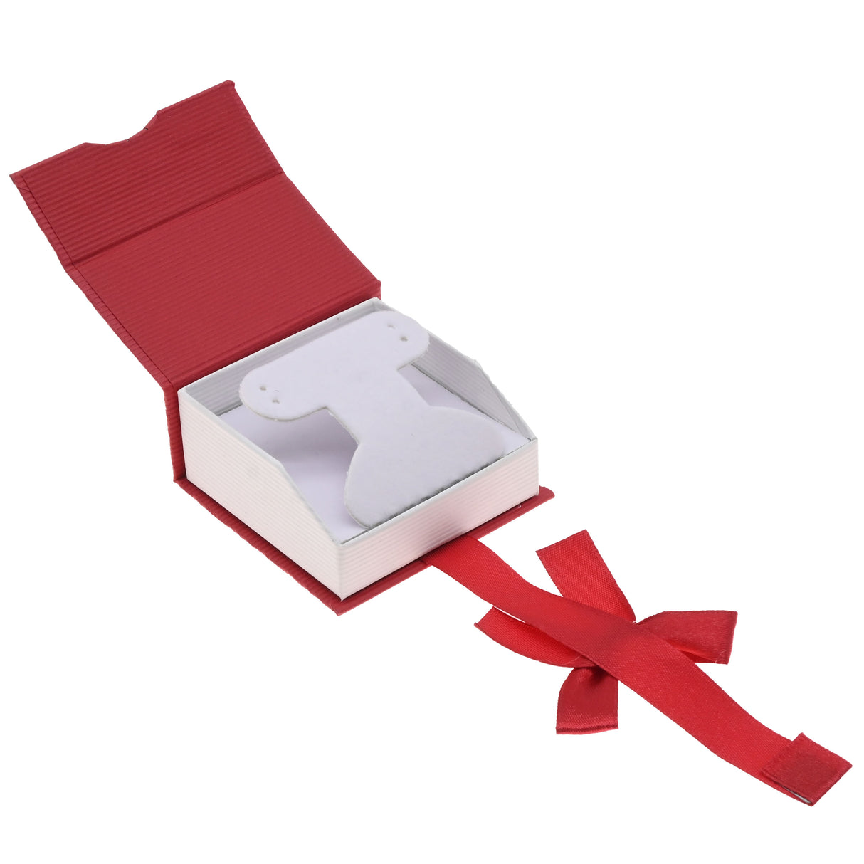 Red & White Magnetic Ribbon Paper Earring or Pendant Gift Boxes