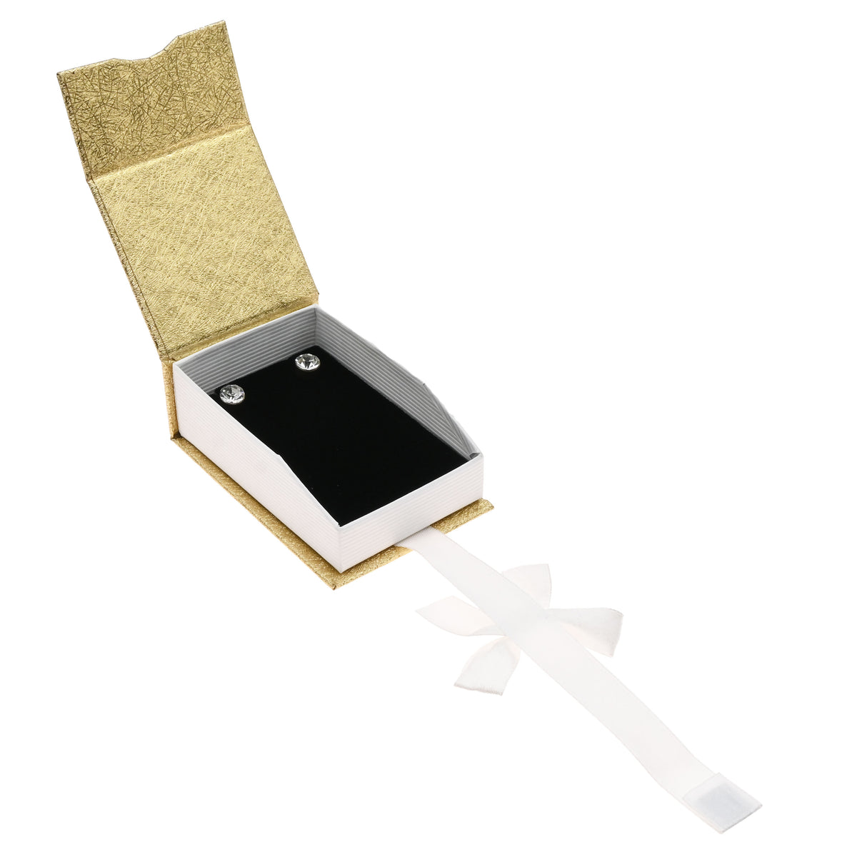 Gold & White Magnetic Ribbon Paper Pendant Gift Boxes