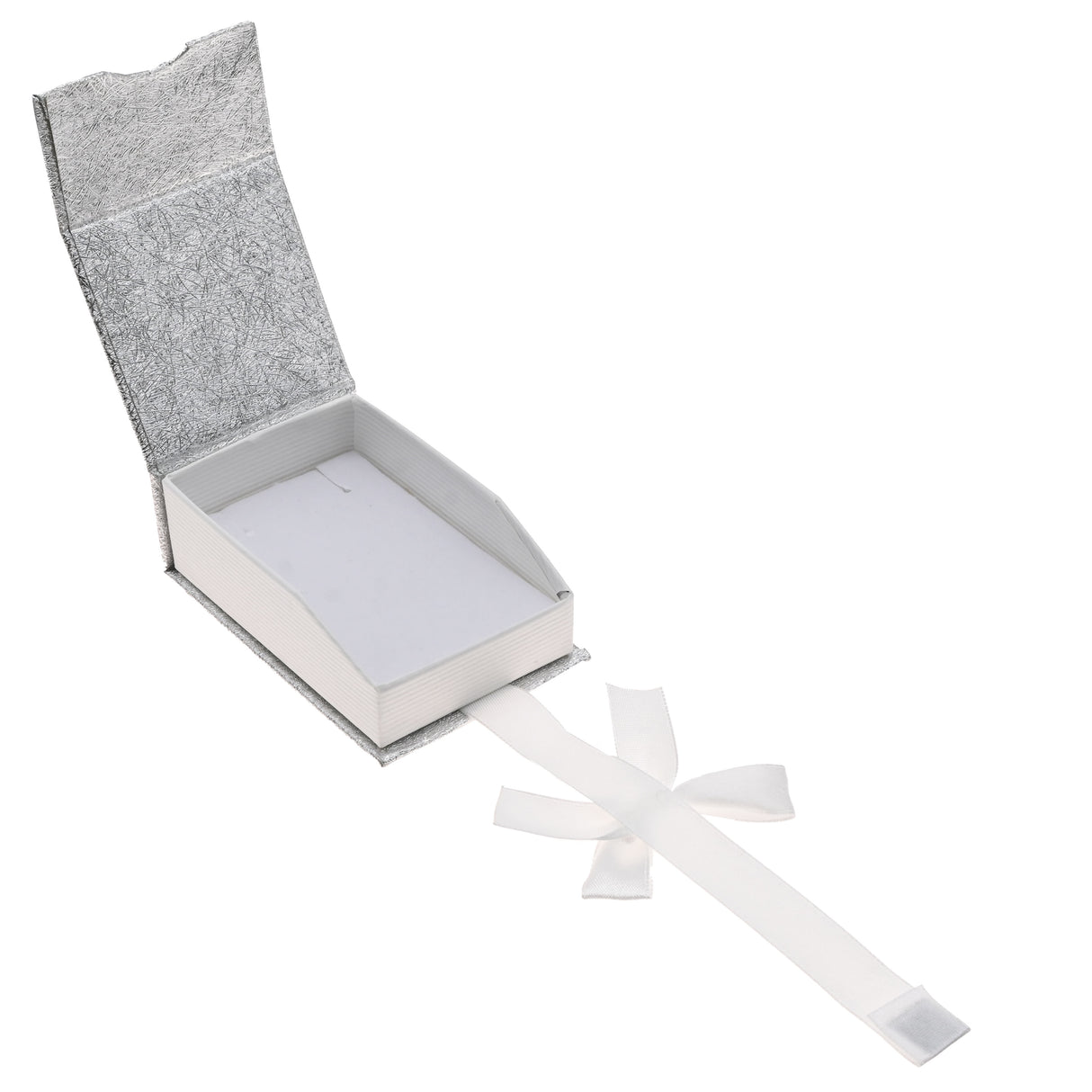 Silver & White Magnetic Ribbon Paper Pendant Gift Boxes