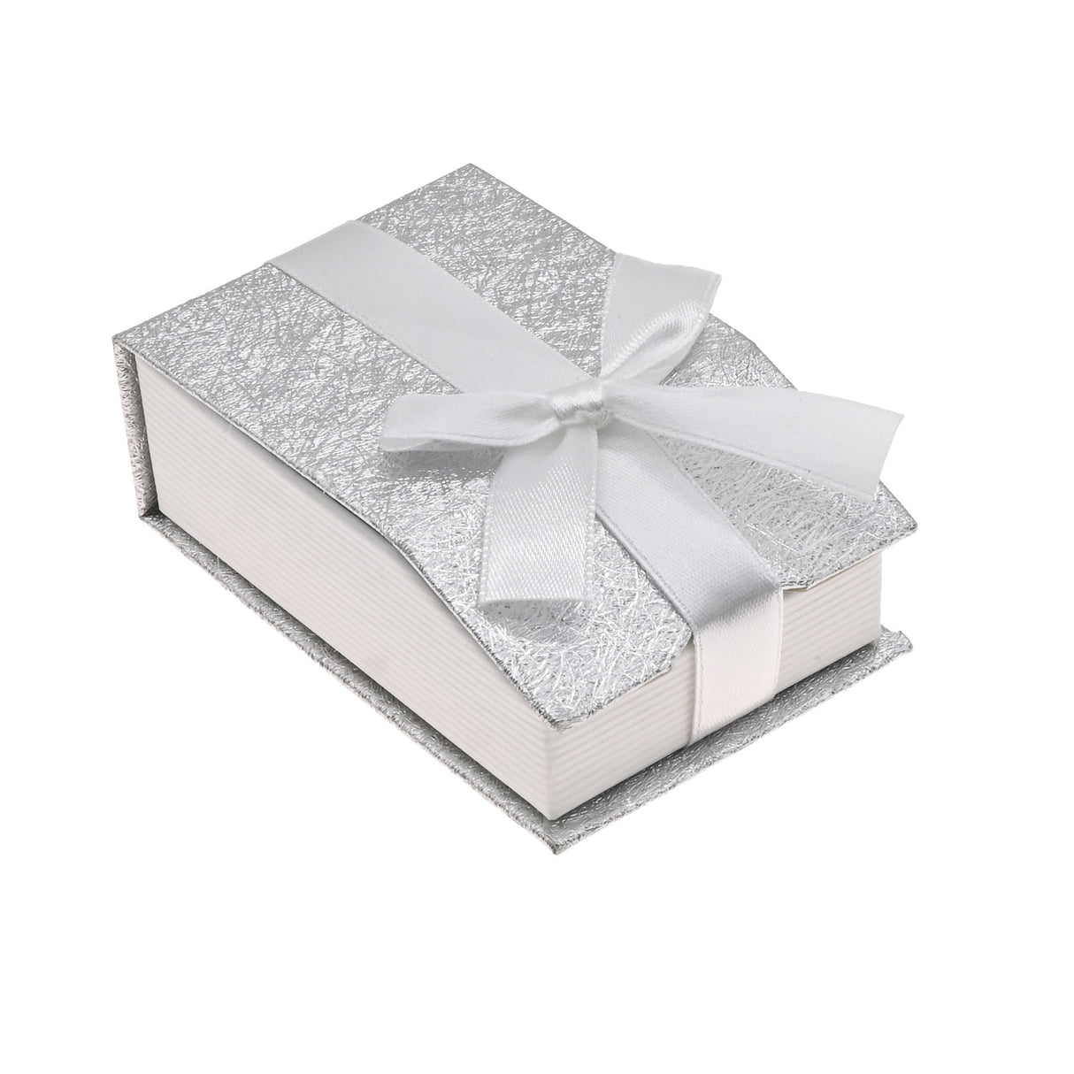 Silver & White Magnetic Ribbon Paper Pendant Gift Boxes