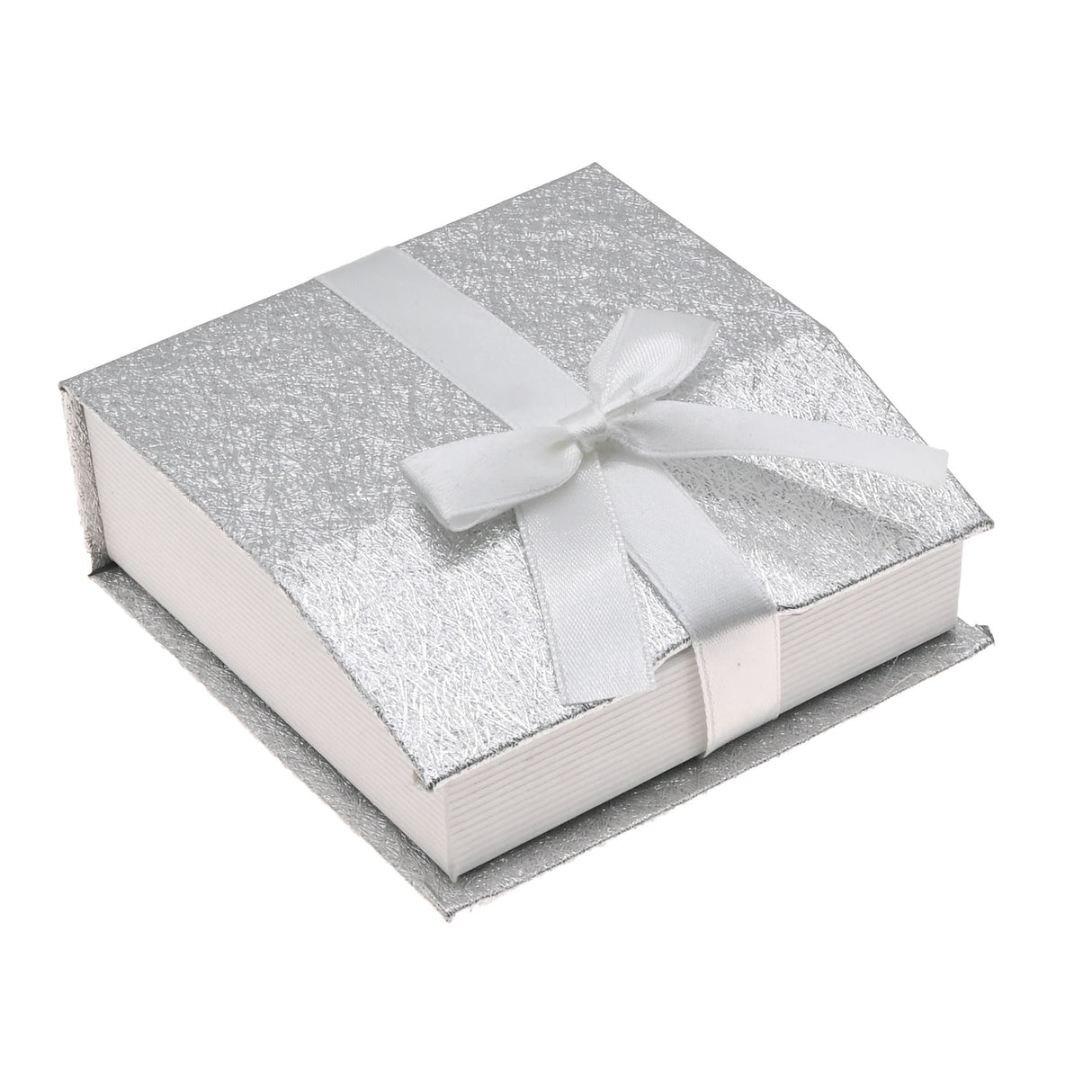 Silver & White Magnetic Ribbon Paper Large Pendant Gift Boxes