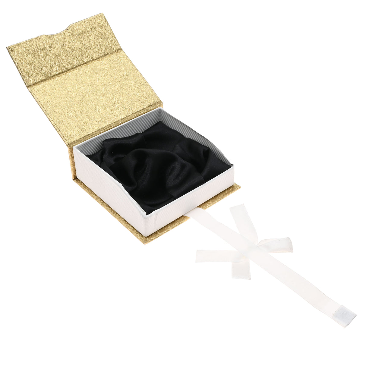 Gold & White Magnetic Ribbon Paper Bangle & Watch Gift Boxes