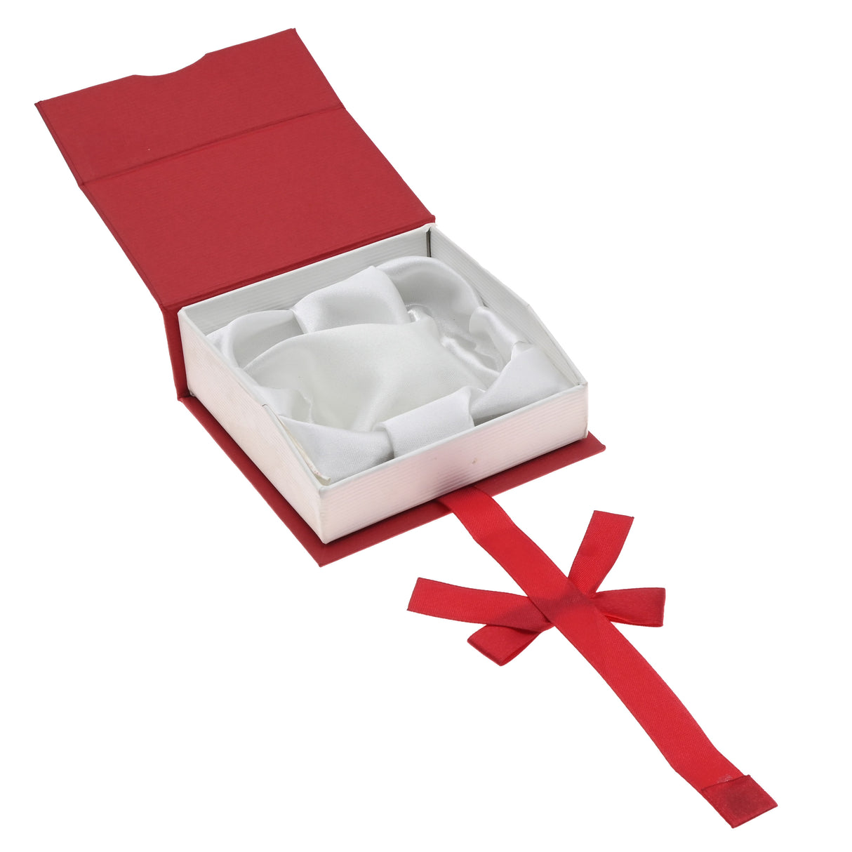 Red & White Magnetic Ribbon Paper Bangle & Watch Gift Boxes
