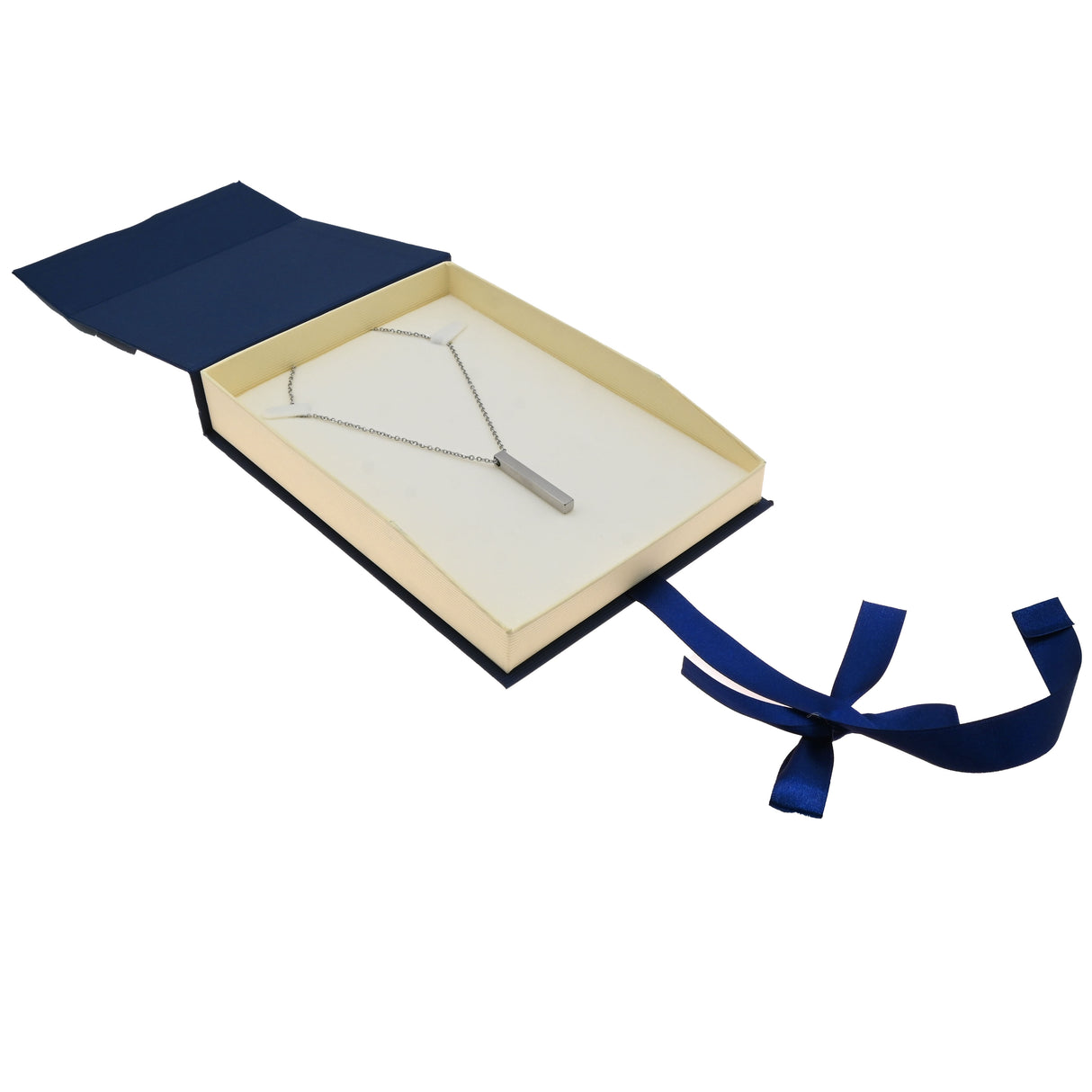 Blue & Cream Magnetic Ribbon Paper Necklace Gift Boxes