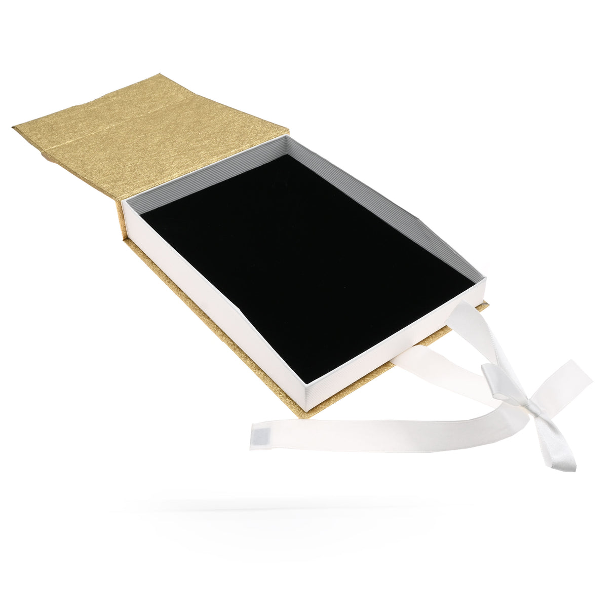 Gold & White Magnetic Ribbon Paper Necklace Gift Boxes