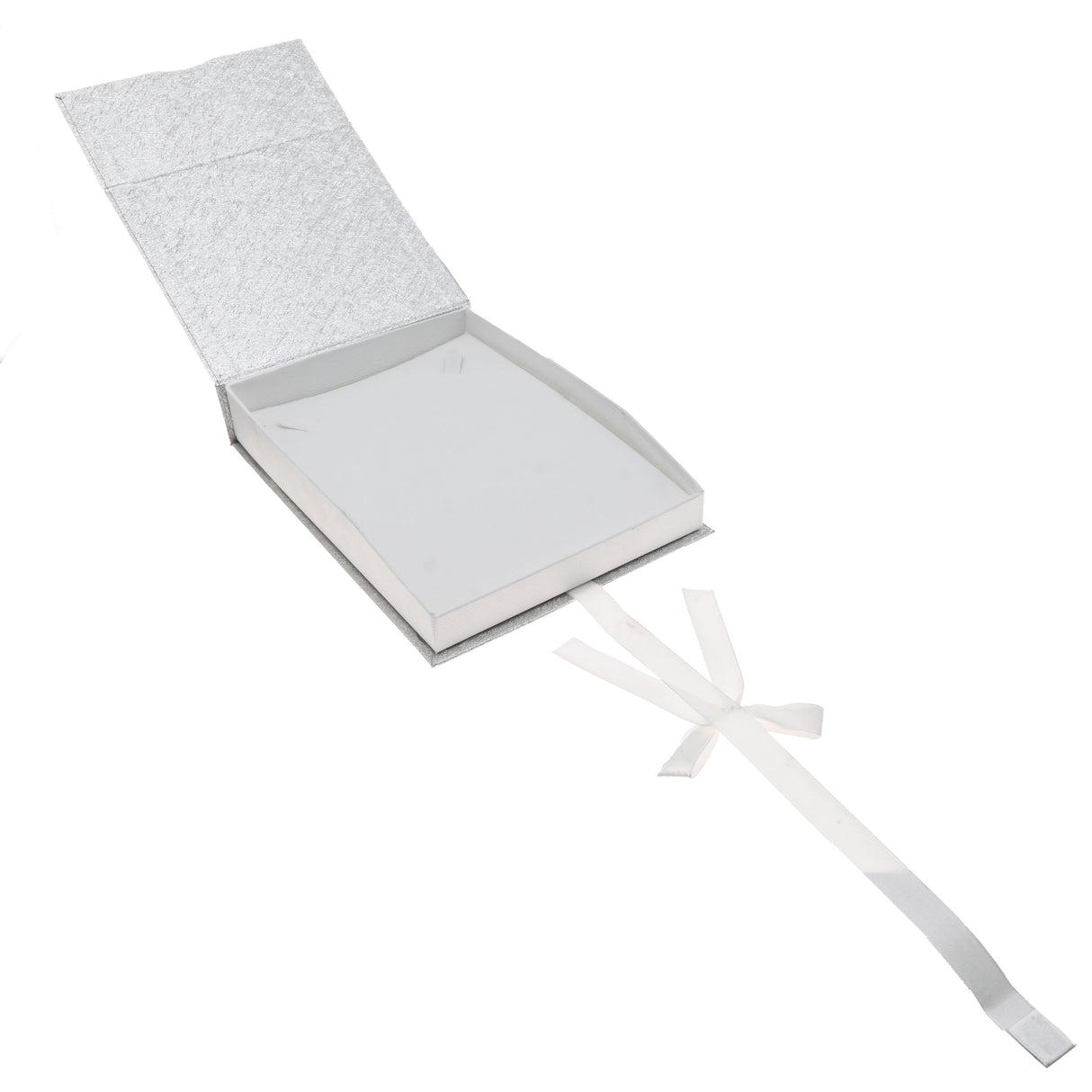 Silver & White Magnetic Ribbon Paper Necklace Gift Boxes