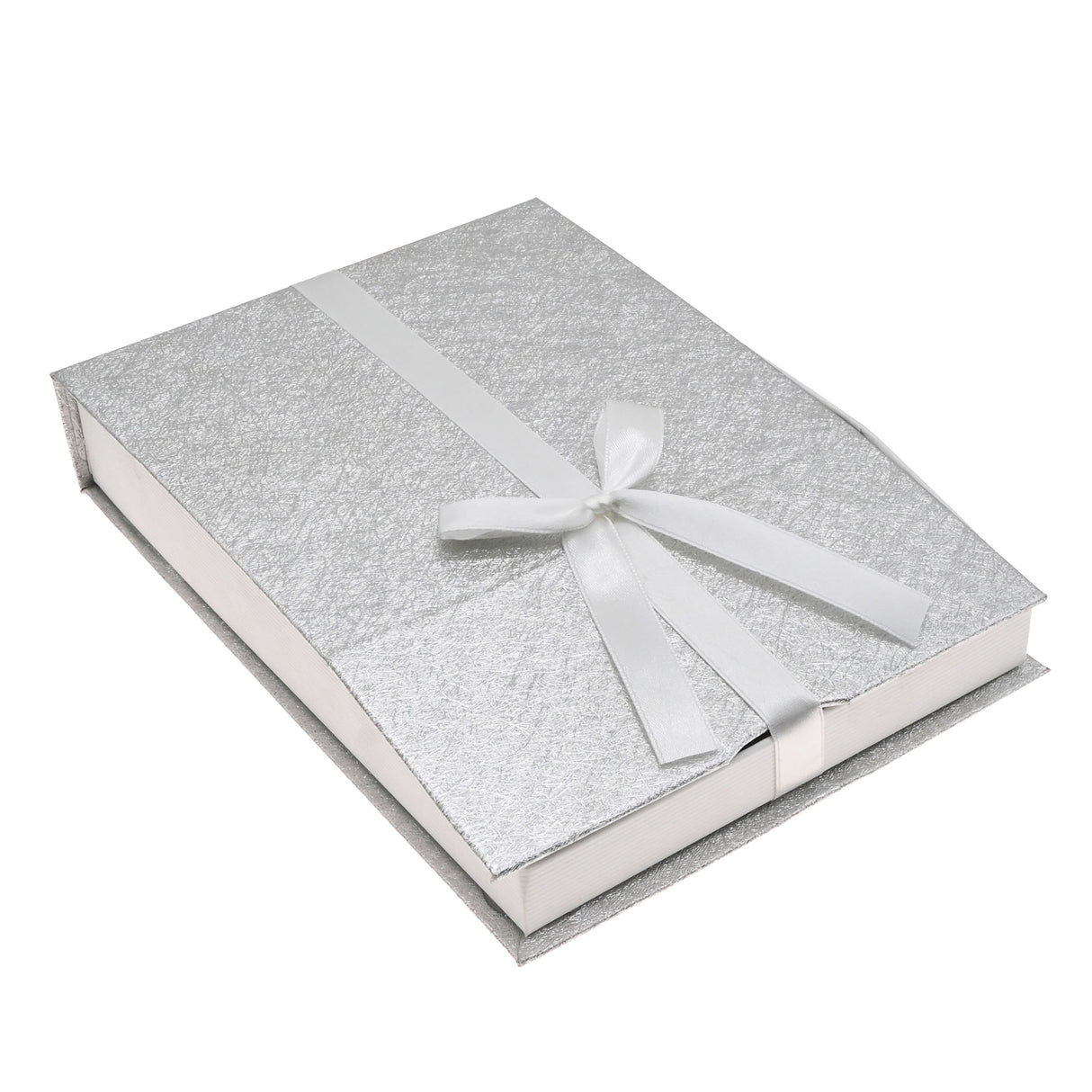 Silver & White Magnetic Ribbon Paper Necklace Gift Boxes