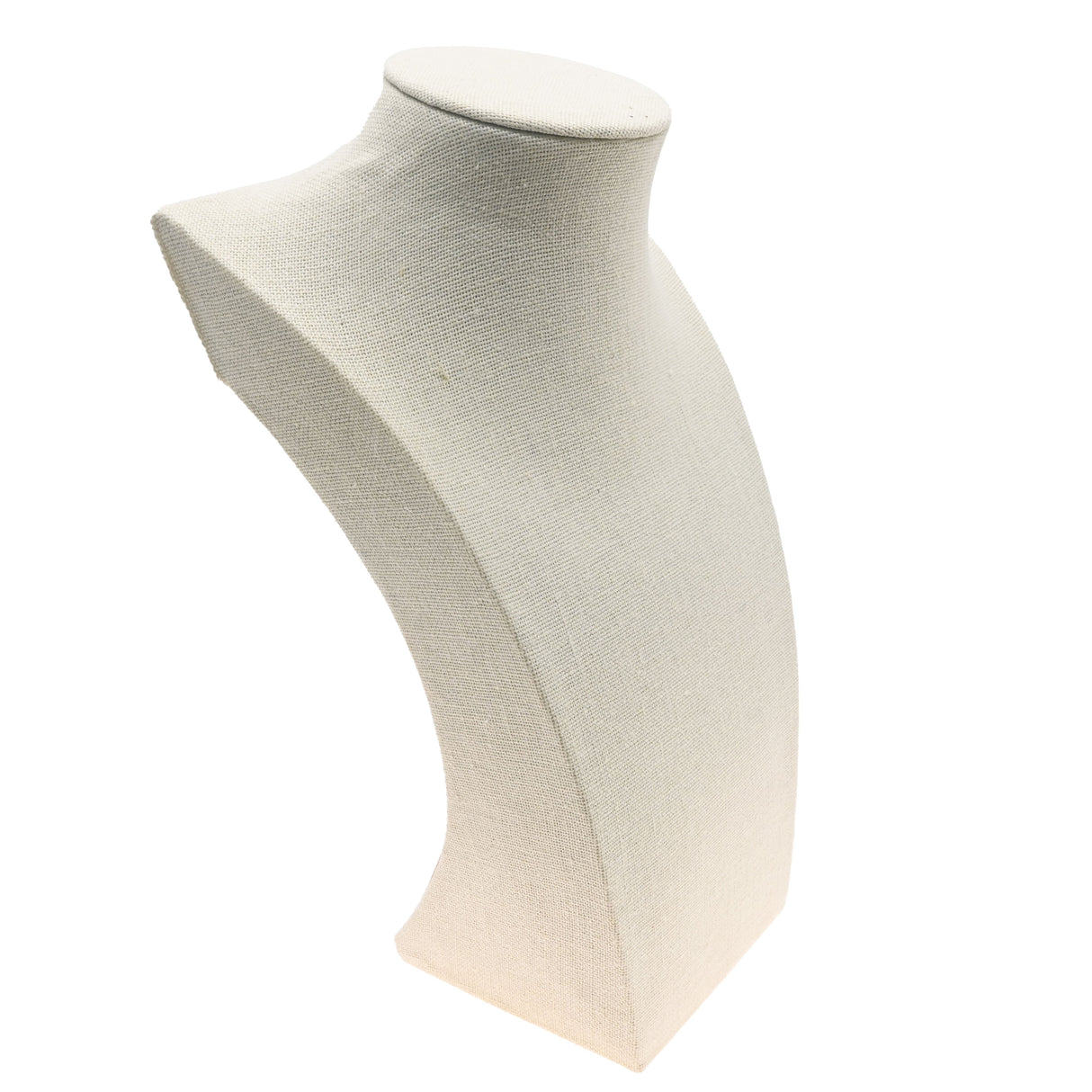 Beige Linen Curved Jewelry Necklace and Chain Display Bust, 9-1/2" Tall