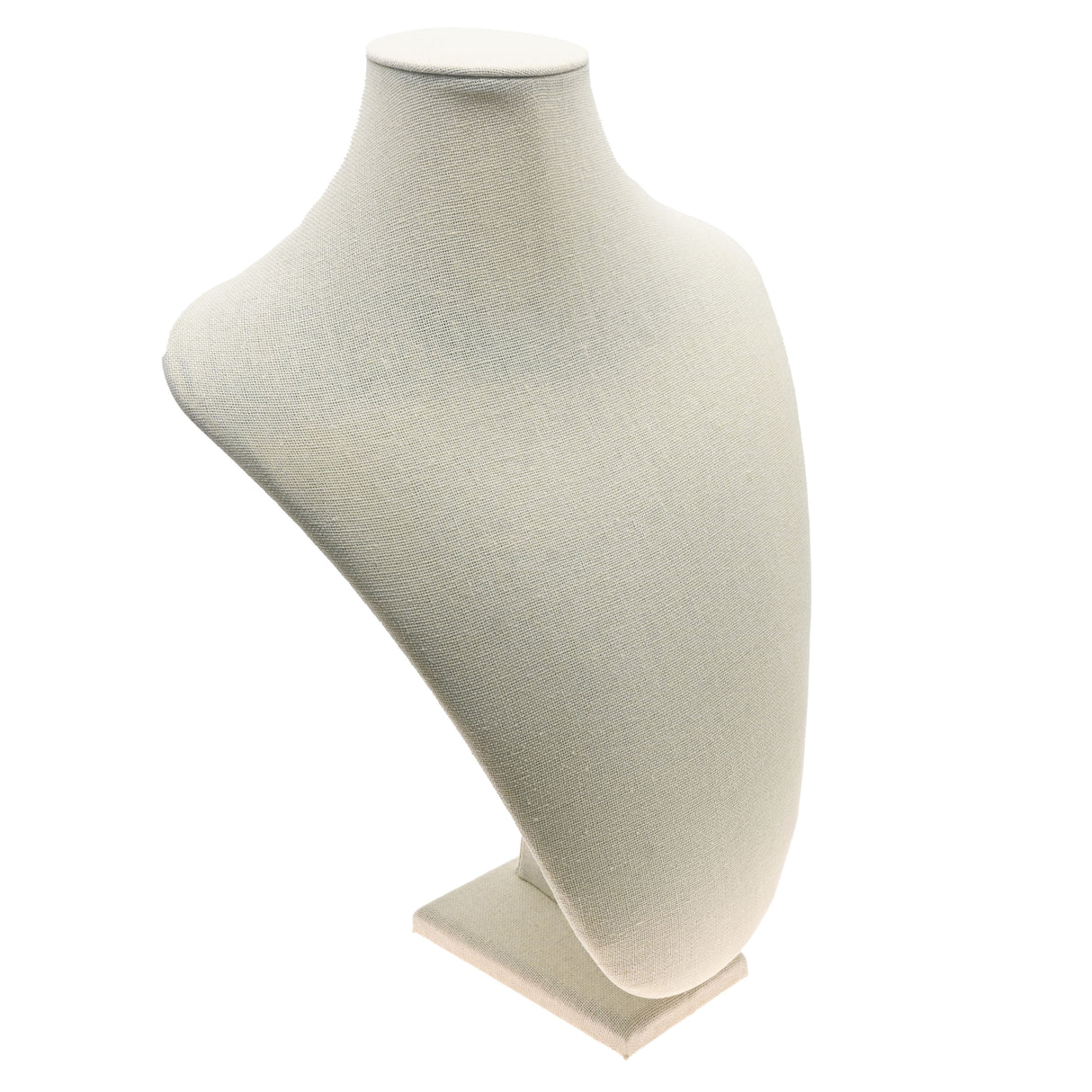Beige Linen Jewelry Necklace Bust, Neck Form Display, 14-1/2" Tall