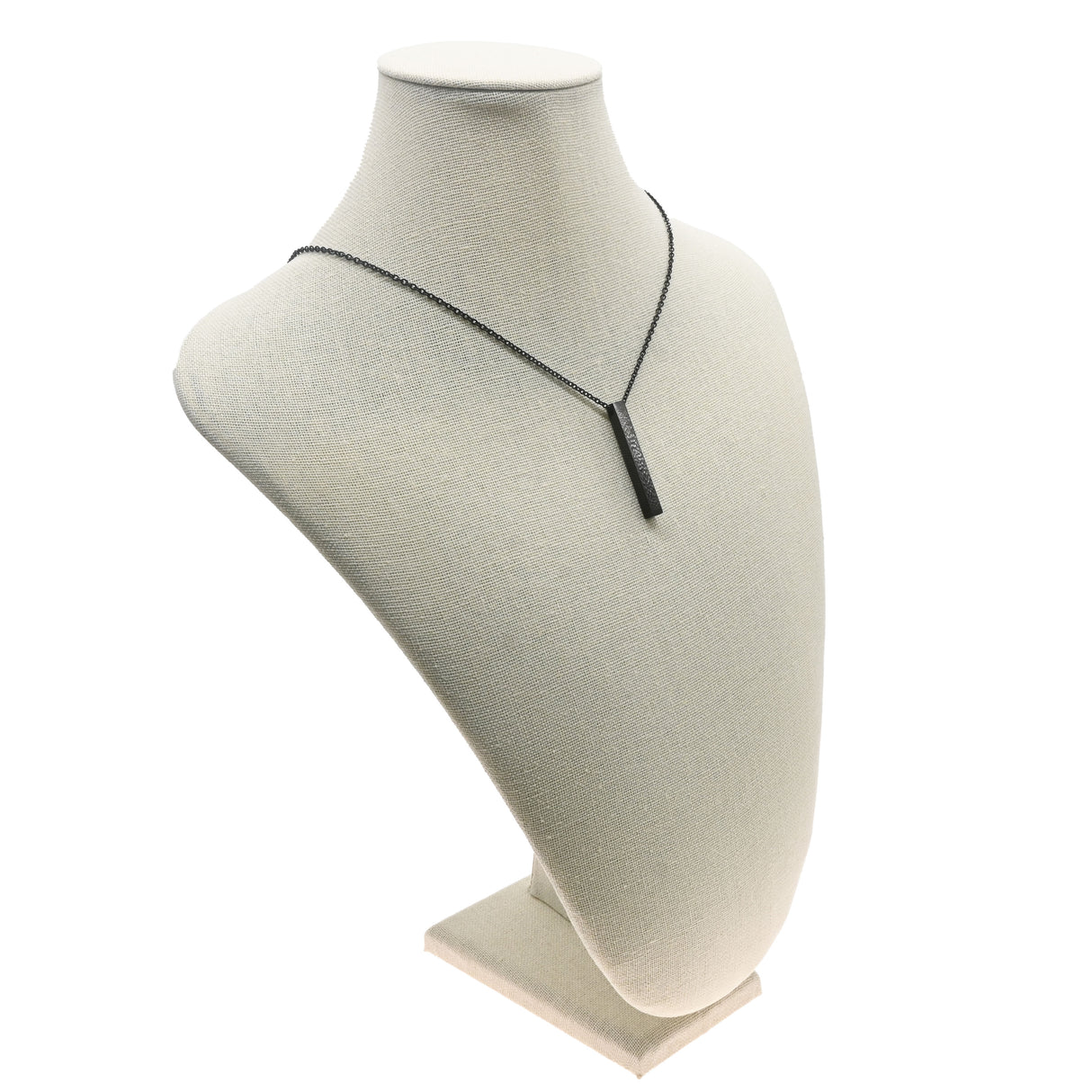 Beige Linen Jewelry Necklace Bust, Neck Form Display, 14-1/2" Tall