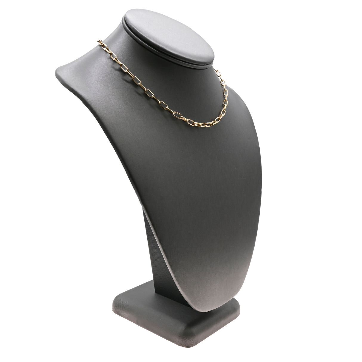 Steel Grey Leatherette Necklace Bust Display, 11" Tall