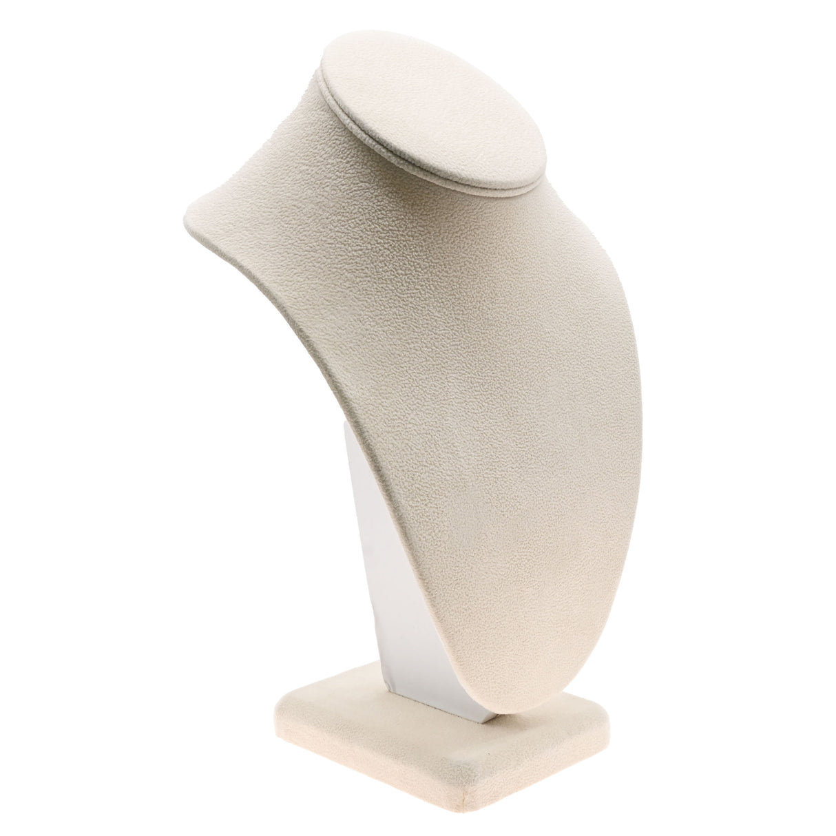 Beige Faux Suede Jewelry Necklace Display Bust, 7-1/2" Tall