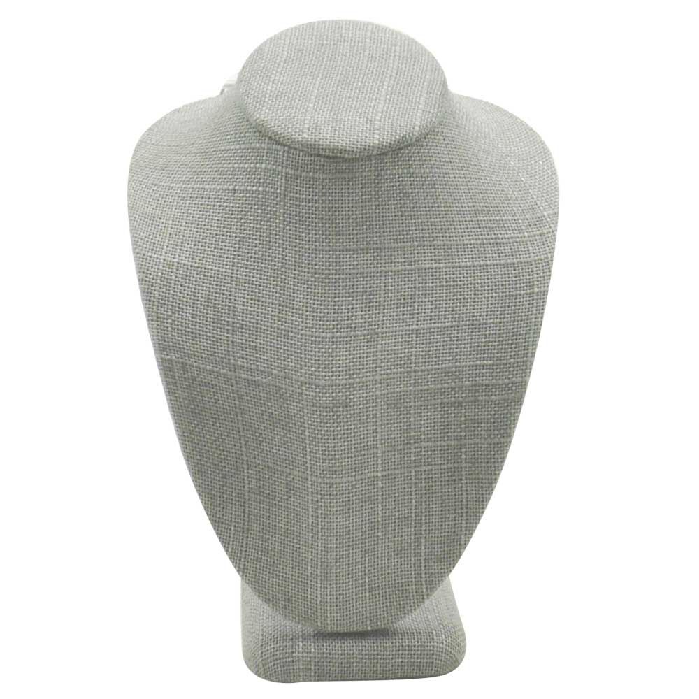 Grey Linen Jewelry Necklace Display Bust, 6-1/4" Tall