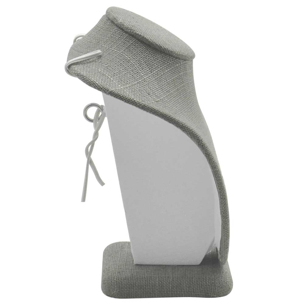 Grey Linen Jewelry Necklace Display Bust, 6-1/4" Tall